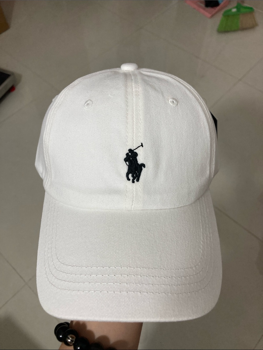 Authentic Ralph Lauren White Baseball Cap with Black Polo Logo